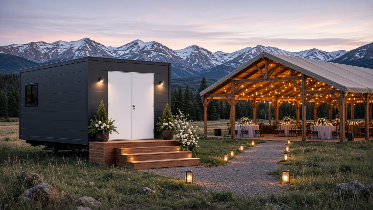4-Stall Charcoal Four-Season Heated Mountain Ranch Restroom Suite